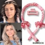 Dunnock Heatless Curls Overnight Hair Care Set with 34" Hair Curler & 2 Satin Scrunchies“ Comfortable Hair Curlers to Sleep In for Frizz-Free, No Heat Damage Styling - Sunset Tie Dye - Sakura Pink - Image 7