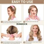 Dunnock Heatless Curls Overnight Hair Care Set with 34" Hair Curler & 2 Satin Scrunchies“ Comfortable Hair Curlers to Sleep In for Frizz-Free, No Heat Damage Styling - Sunset Tie Dye - Sakura Pink - Image 3