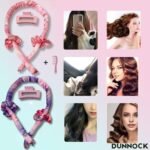 Dunnock Heatless Curls Overnight Hair Care Set with 34" Hair Curler & 2 Satin Scrunchies“ Comfortable Hair Curlers to Sleep In for Frizz-Free, No Heat Damage Styling - Sunset Tie Dye - Sakura Pink - Image 5
