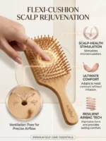 Bamboo Paddle Hairbrush Set of 2 – Eco Friendly Rectangular Bamboo Bristles Detangling Scalp Massage & styling Natural hair brush Hair Growth, Plastic Free Sustainable Hair Care for Men & Women - Image 6