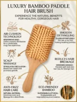 Bamboo Paddle Hairbrush Set of 2 – Eco Friendly Rectangular Bamboo Bristles Detangling Scalp Massage & styling Natural hair brush Hair Growth, Plastic Free Sustainable Hair Care for Men & Women - Image 4