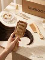 Bamboo Paddle Hairbrush Set of 2 – Eco Friendly Rectangular Bamboo Bristles Detangling Scalp Massage & styling Natural hair brush Hair Growth, Plastic Free Sustainable Hair Care for Men & Women - Image 2