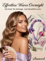 Dunnock Heatless Curls Overnight Hair Care Set with 34" Hair Curler & 2 Satin Scrunchies“ Comfortable Hair Curlers to Sleep In for Frizz-Free, No Heat Damage Styling - Sunset Tie Dye - Kitschmas - Image 7