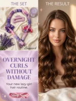 Dunnock Heatless Curls Overnight Hair Care Set with 34" Hair Curler & 2 Satin Scrunchies“ Comfortable Hair Curlers to Sleep In for Frizz-Free, No Heat Damage Styling - Sunset Tie Dye - Kitschmas - Image 2