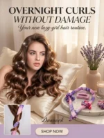 Dunnock Heatless Curls Overnight Hair Care Set with 34" Hair Curler & 2 Satin Scrunchies“ Comfortable Hair Curlers to Sleep In for Frizz-Free, No Heat Damage Styling - Sunset Tie Dye - Kitschmas - Image 10