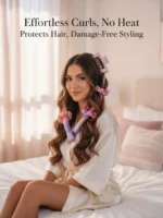 Dunnock Heatless Curls Overnight Hair Care Set with 34" Hair Curler & 2 Satin Scrunchies“ Comfortable Hair Curlers to Sleep In for Frizz-Free, No Heat Damage Styling - Sunset Tie Dye - Kitschmas - Image 8
