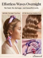 Dunnock Heatless Curls Overnight Hair Care Set with 34" Hair Curler & 2 Satin Scrunchies“ Comfortable Hair Curlers to Sleep In for Frizz-Free, No Heat Damage Styling - Sunset Tie Dye - Kitschmas - Image 6