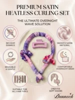 Dunnock Heatless Curls Overnight Hair Care Set with 34" Hair Curler & 2 Satin Scrunchies“ Comfortable Hair Curlers to Sleep In for Frizz-Free, No Heat Damage Styling - Sunset Tie Dye - Kitschmas - Image 5
