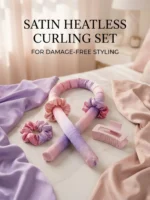 Dunnock Heatless Curls Overnight Hair Care Set with 34" Hair Curler & 2 Satin Scrunchies“ Comfortable Hair Curlers to Sleep In for Frizz-Free, No Heat Damage Styling - Sunset Tie Dye - Kitschmas - Image 3