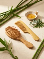 Dunnock Natural Bamboo Hair Brush Set of 2 – Eco-Friendly Oval Wooden Brush & Comb for Detangling Scalp Massage & styling hair brush Hair Growth, Plastic-Free Hair Care for Men & Women - Image 7