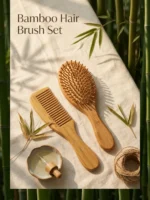 Dunnock Natural Bamboo Hair Brush Set of 2 – Eco-Friendly Oval Wooden Brush & Comb for Detangling Scalp Massage & styling hair brush Hair Growth, Plastic-Free Hair Care for Men & Women - Image 6