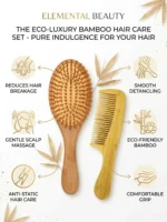 Dunnock Natural Bamboo Hair Brush Set of 2 – Eco-Friendly Oval Wooden Brush & Comb for Detangling Scalp Massage & styling hair brush Hair Growth, Plastic-Free Hair Care for Men & Women - Image 4