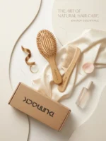 Dunnock Natural Bamboo Hair Brush Set of 2 – Eco-Friendly Oval Wooden Brush & Comb for Detangling Scalp Massage & styling hair brush Hair Growth, Plastic-Free Hair Care for Men & Women - Image 2