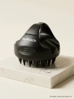 Dunnock Scalp Massager for Hair Growth, Soft Silicone Scalp Scrubber Shampoo Brush for Exfoliation, Dandruff Removal Head Massage Stress Relax, Wet & Dry Use for Thick Thin Curly Hair Care, Black - Image 4