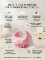 Dunnock Scalp Massager for Hair Growth, Soft Silicone Scalp Scrubber Shampoo Brush for Exfoliation, Dandruff Removal Head Massage Stress Relax, Wet & Dry Use for Thick Thin Curly Hair Care, Pink - Image 4