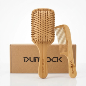 Bamboo Paddle Hairbrush Set of 2 – Eco Friendly Rectangular Bamboo Bristles Detangling Scalp Massage & styling Natural hair brush Hair Growth, Plastic Free Sustainable Hair Care for Men & Women